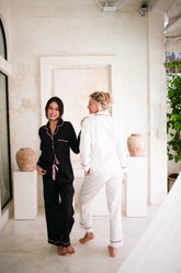 Melie Cotton Pyjama Pajama PJ Long Set - Noir