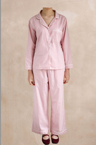 Cecile Pinstripe Pyjama Long Set – Pink