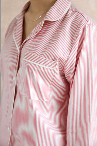 Cecile Pinstripe Pyjama Long Set – Pink