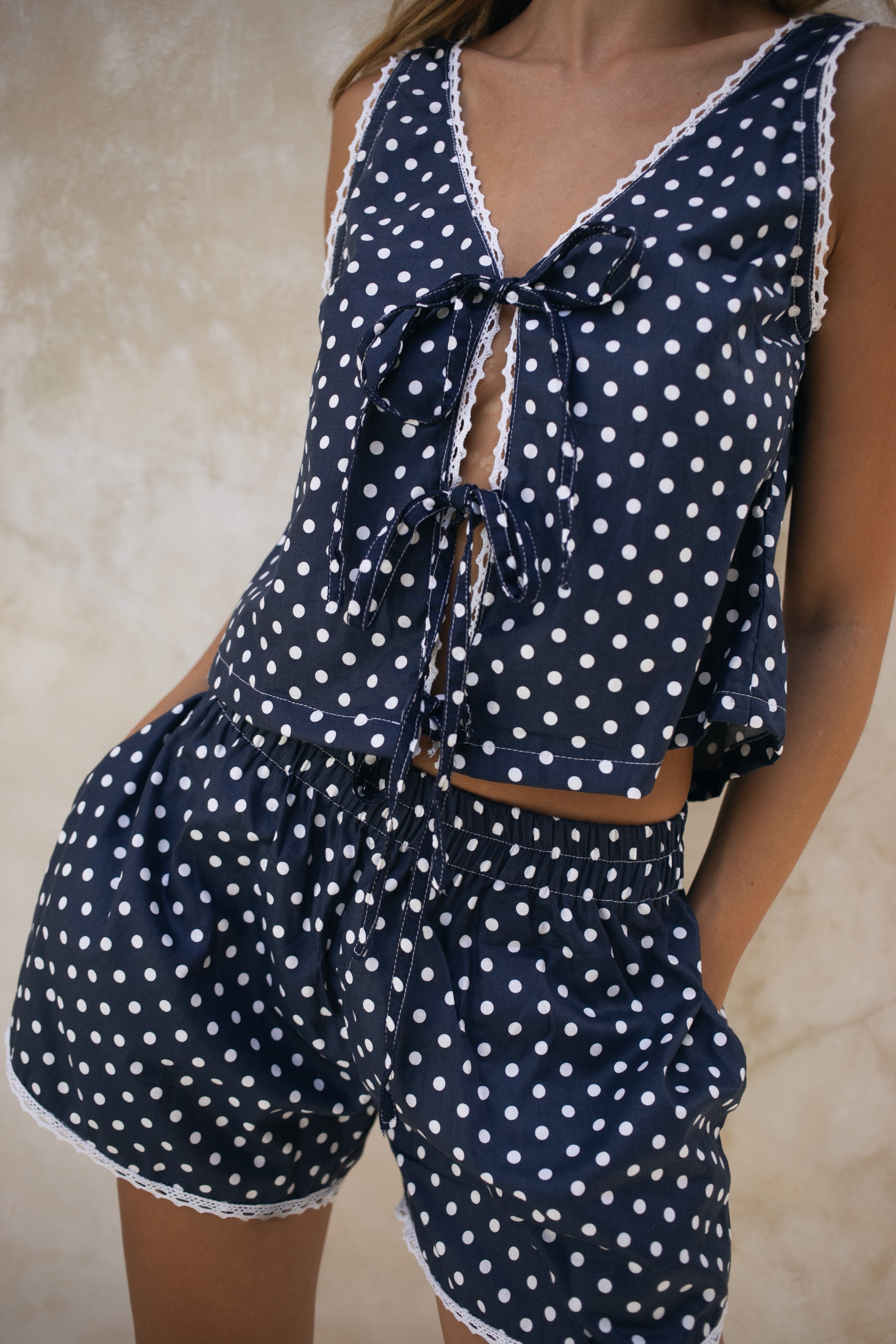 Celeste Polka Dot Lounge Set – Minuit