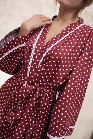 Celeste Polka Dot Robe – Cerise