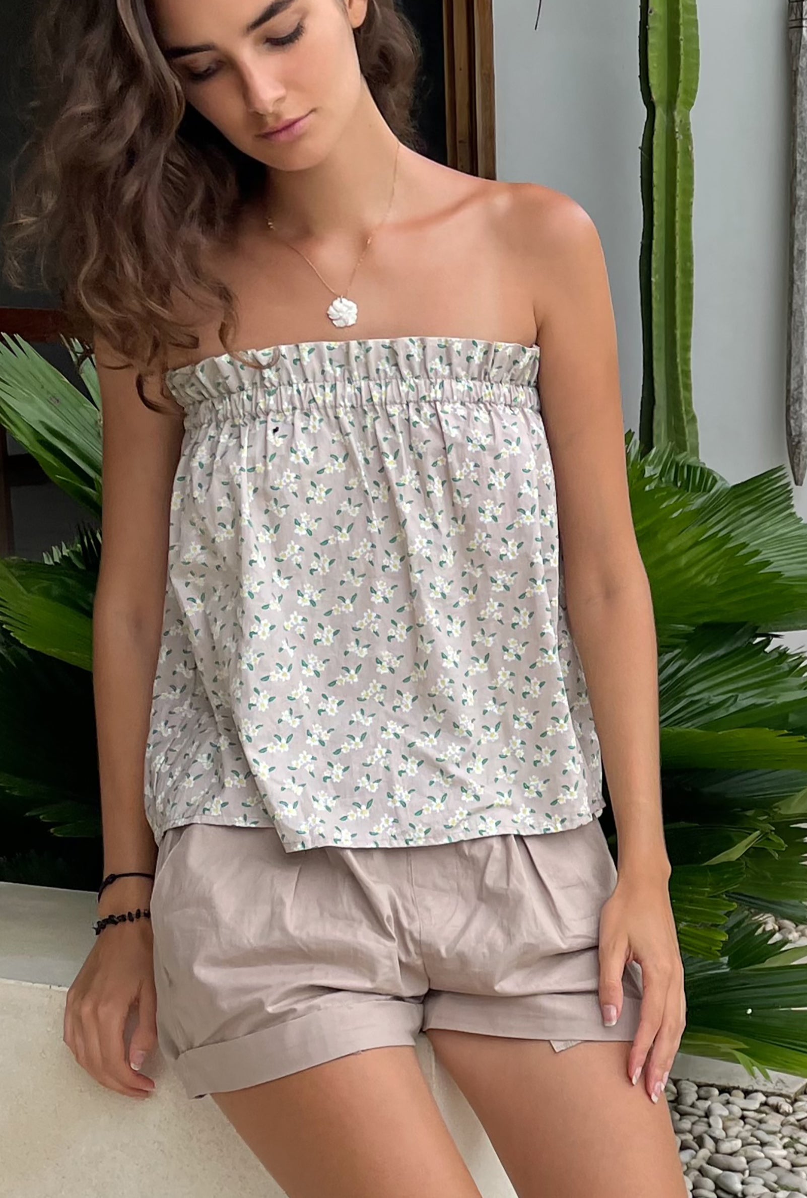 Sustainable Loungewear Luna Top Shorts SET - Taupe Orchid