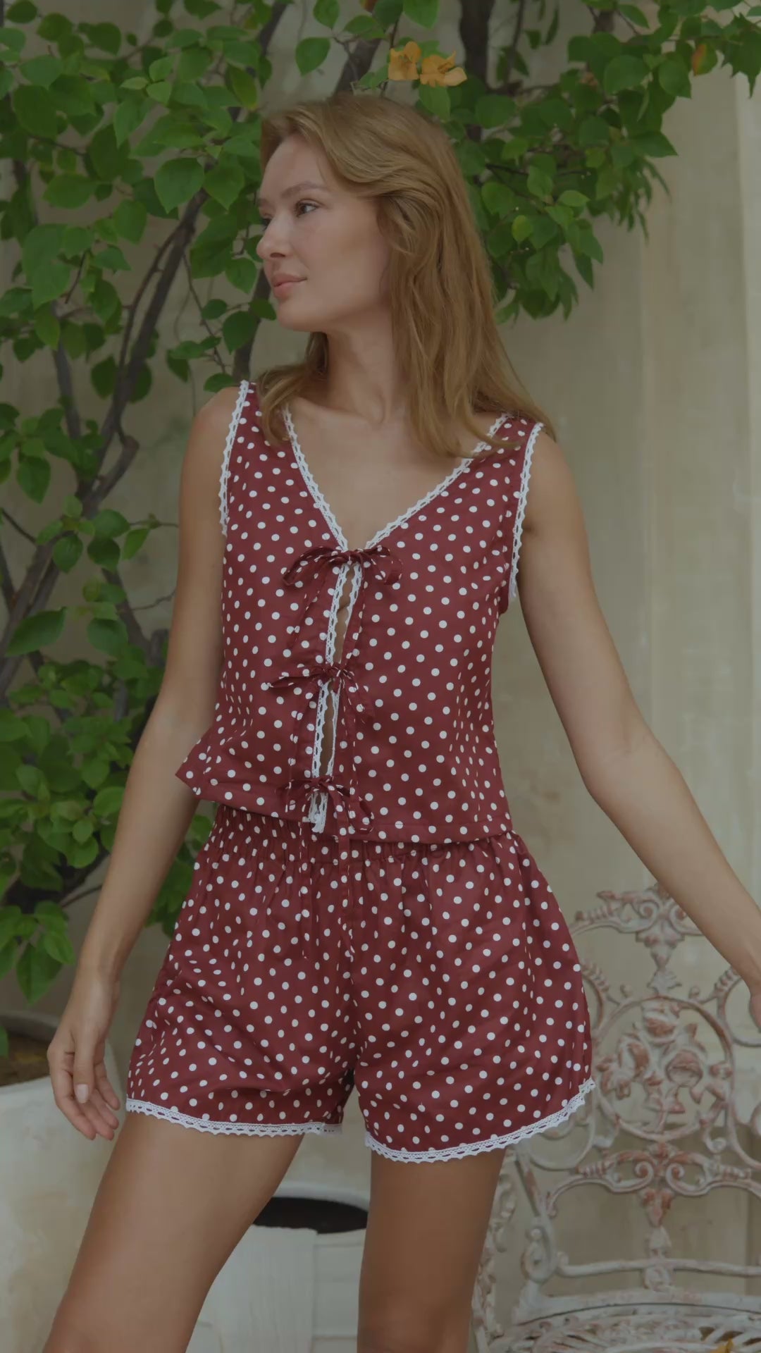 Celeste Polka Dot Lounge Set – Cerise