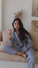 Cecile Pinstripe Cotton Pyjama Long Set – Navy